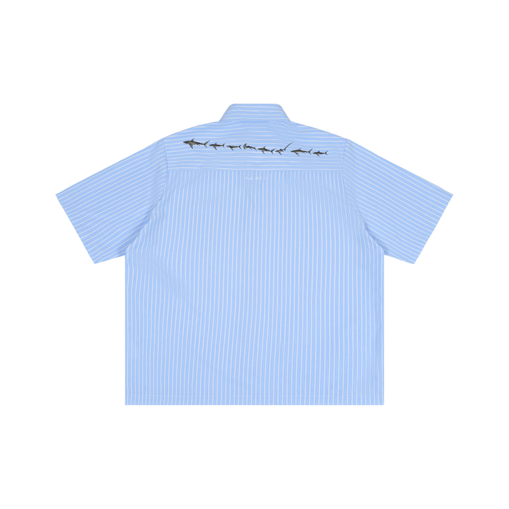 Striped Boxy Short Sleeve Collared Shirt