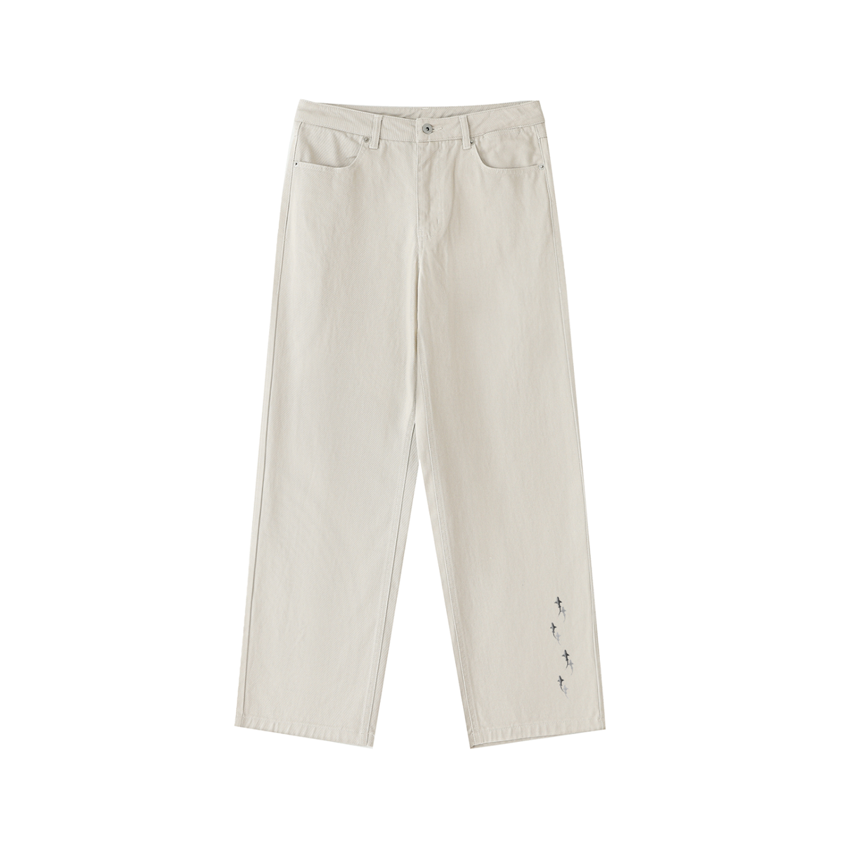Heavyweight Cotton 'Shark Line'  Straight-Leg Pants