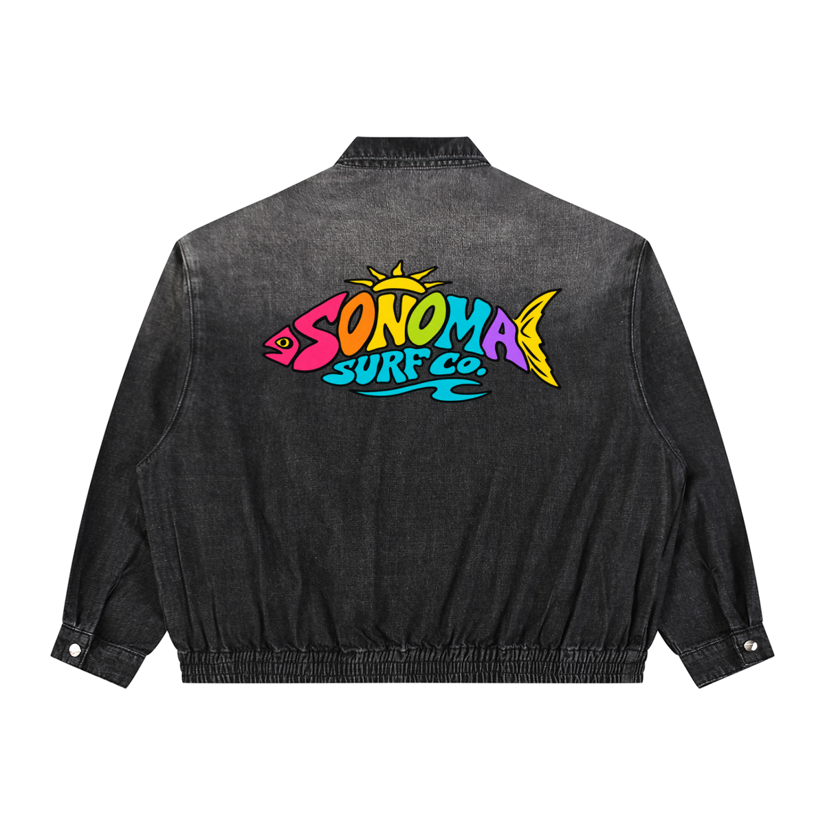 Unisex Vintage Wash Full-Zip Denim Jacket