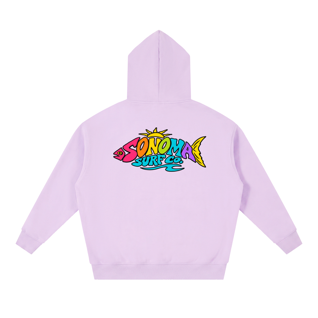 Men's "Sonoma Rainbow Fish" Oversized Boxy Fit Fleece Hoodie