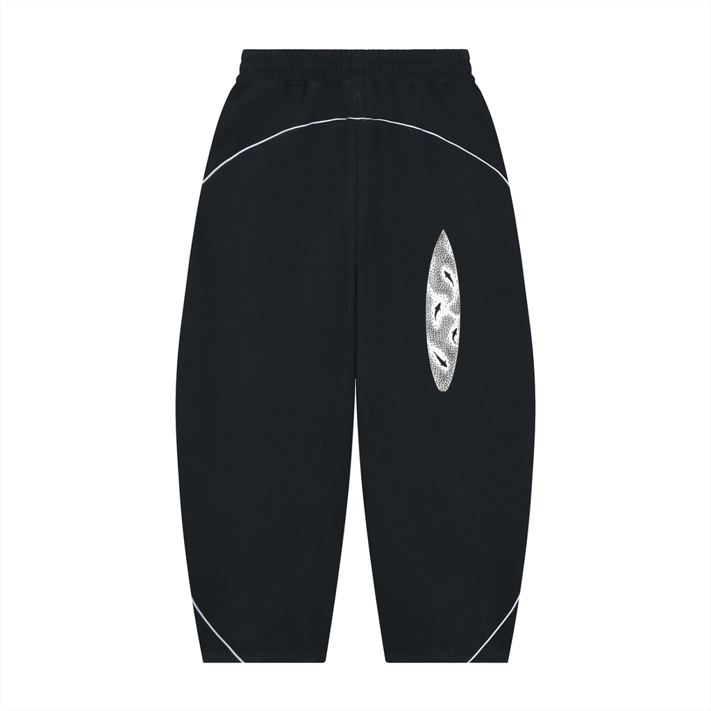 Unisex Piping Fleece Barrel Leg Sweatpants