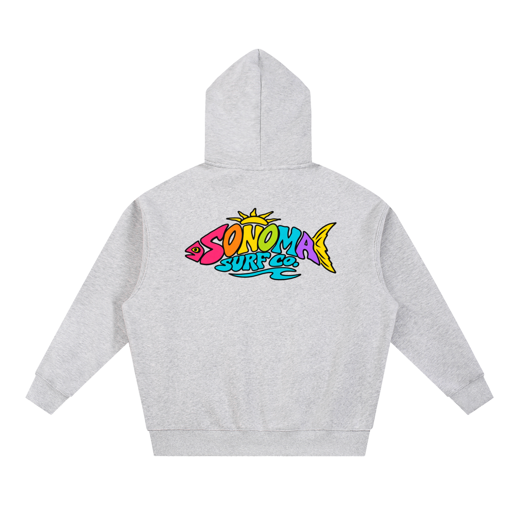 Men's "Sonoma Rainbow Fish" Oversized Boxy Fit Fleece Hoodie
