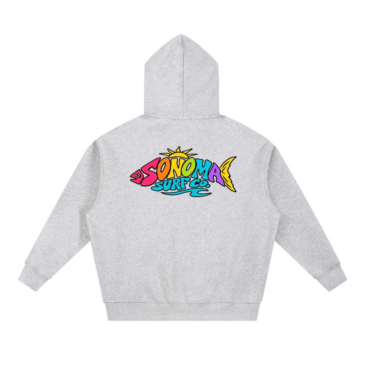 Men's "Sonoma Rainbow Fish" Oversized Boxy Fit Fleece Hoodie