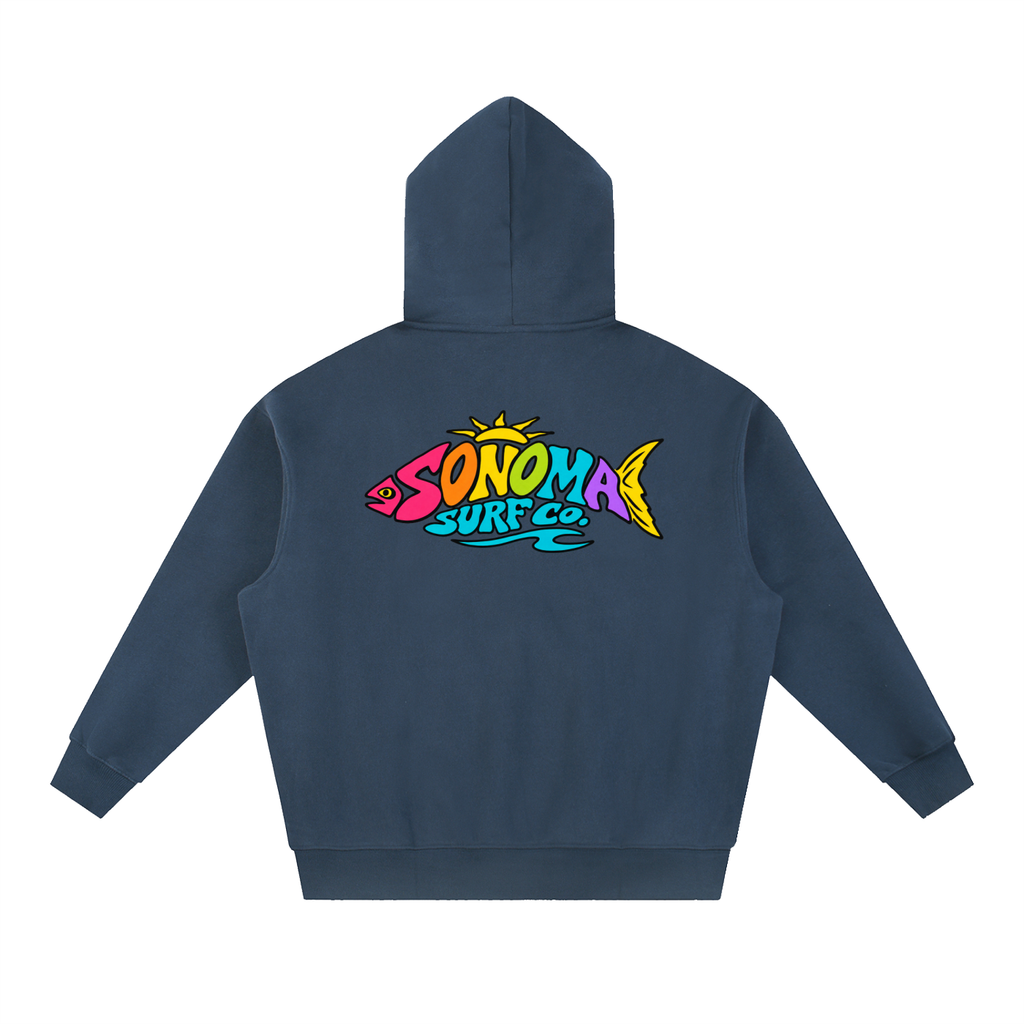 Men's "Sonoma Rainbow Fish" Oversized Boxy Fit Fleece Hoodie