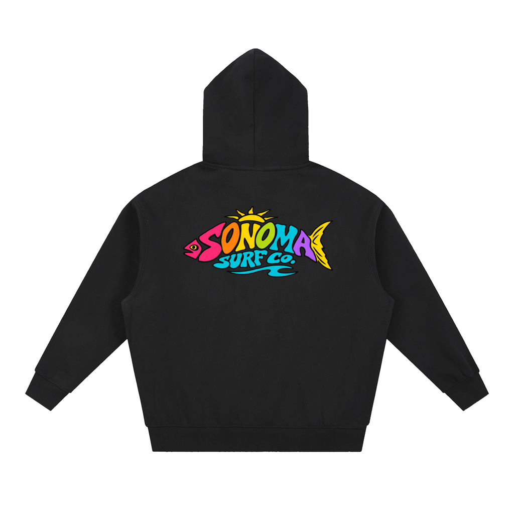 Men's "Sonoma Rainbow Fish" Oversized Boxy Fit Fleece Hoodie