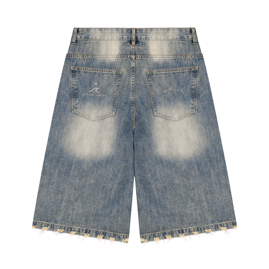 Men's Distressed Shark Denim Shorts