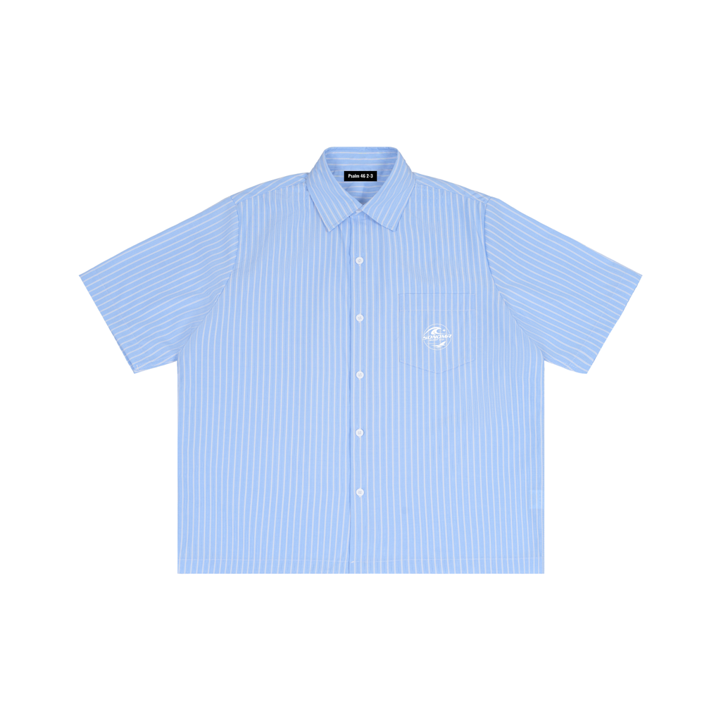 Striped Boxy Short Sleeve Collared Shirt