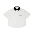 Unisex Striped Boxy Contrast Collar Shirt
