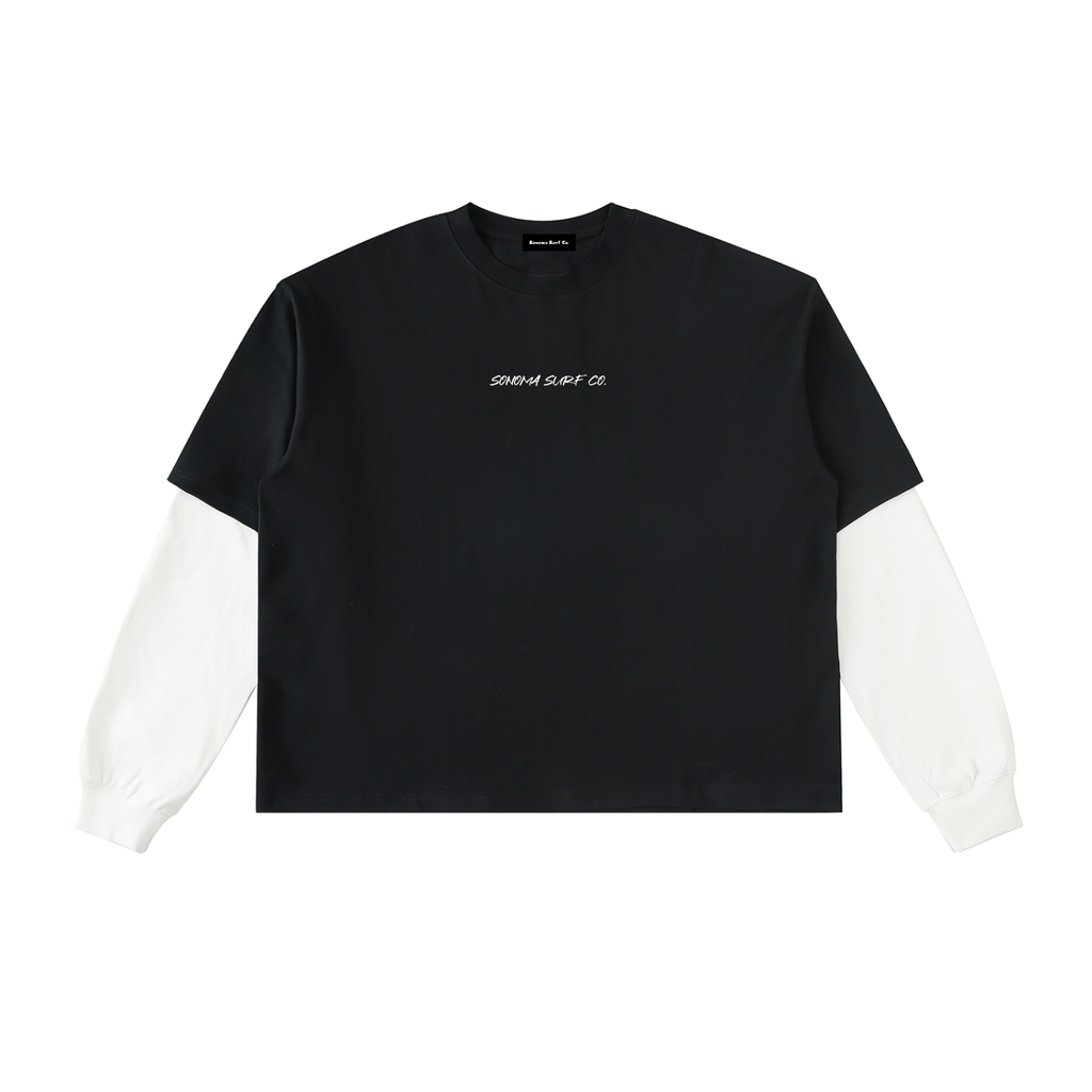 Men's Layered Contrast Sleeve Cotton T-Shirt