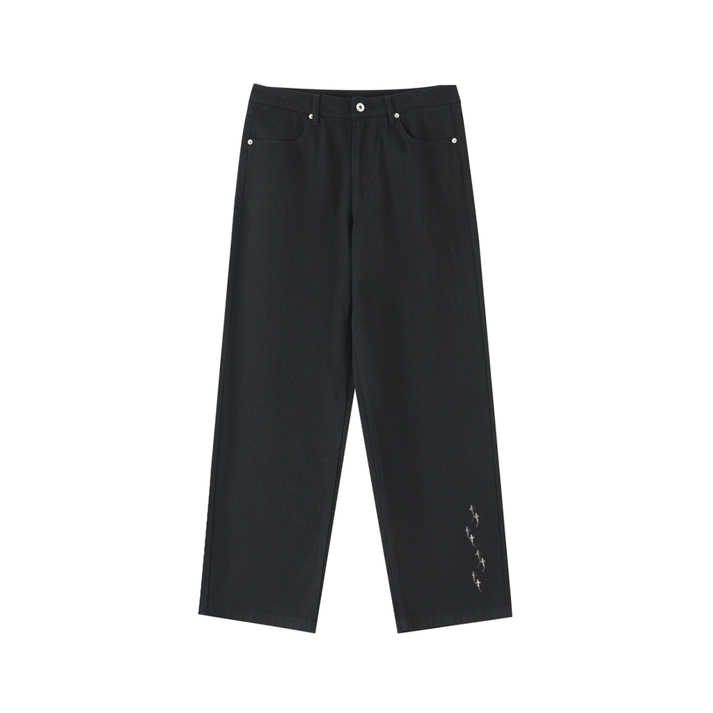 Heavyweight Cotton 'Shark Line'  Straight-Leg Pants