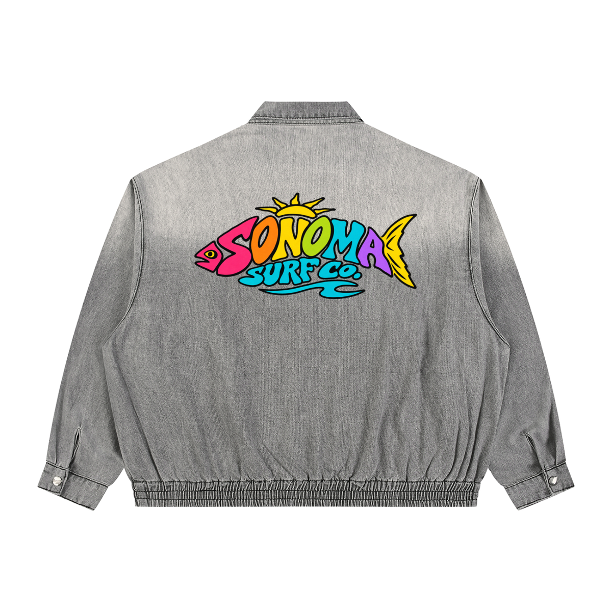 Unisex Vintage Wash Full-Zip Denim Jacket